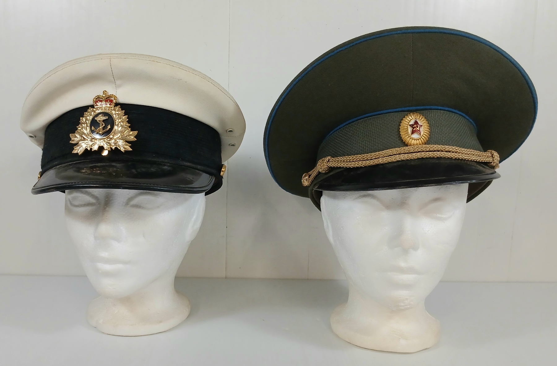 LOT OF 2 - CDN NAVAL & RUSSIAN ARMY OFFICER'S CAPS