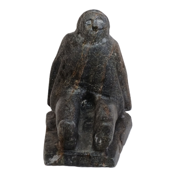 SITTING HUMAN FIGURE - SIGNED - STONE