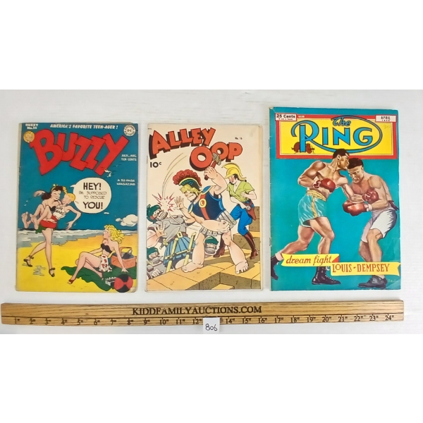 LOT OF 3 - ALLEY OOP & BUZZY COMIC BOOKS - THE RING MAGAZINE