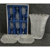 Image 3 : LOT OF 9 - CZECH CRYSTAL ASH TRAYS, CUPS & VASE - INCL BOHEMIA