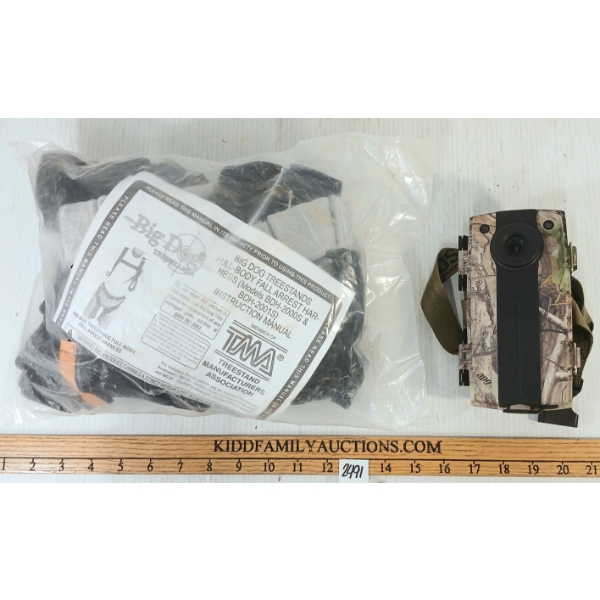 LOT OF 2 - TURKEY TRACKER TRAIL CAM & BIG DOG TREESTANDS HARNESS