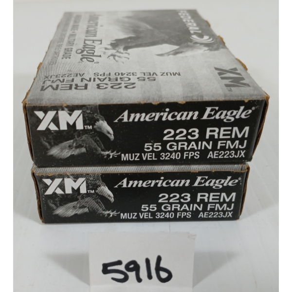 AMMO: 40X AMERICAN EAGLE .223 REM - 55GR - FMJ - SEALED