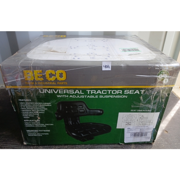 BE CO UNIVERSAL TRACTOR SEAT W/ ADJ SUSPENSION - AS NEW