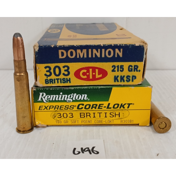 AMMO: 37X DOMINION & REMINGTON .303 BRIT - 180 & 215GR - SP & KKSP
