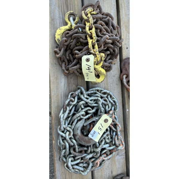 LOT OF 2 - 14 & 15 FOOT TOW CHAINS