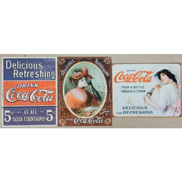 LOT OF 3 - COCA-COLA - SST SIGNS