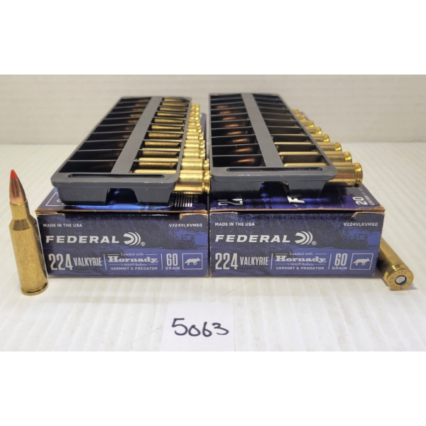 AMMO: 40X FEDERAL .224 VALKYRIE - 60GR - VARMINT & PREDATOR 