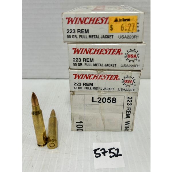 AMMO: 100X WINCHESTER .223 REM 55GR. FMJ