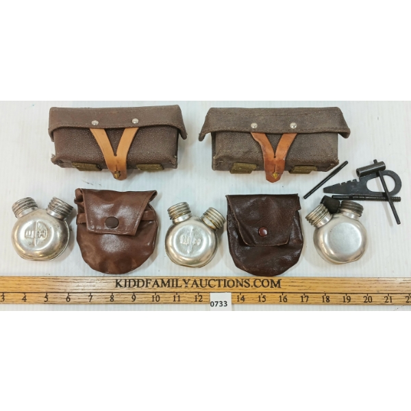 LOT OF 5 - SOVIET RUSSIAN SKS OILERS, AMMO POUCHES & PARTS