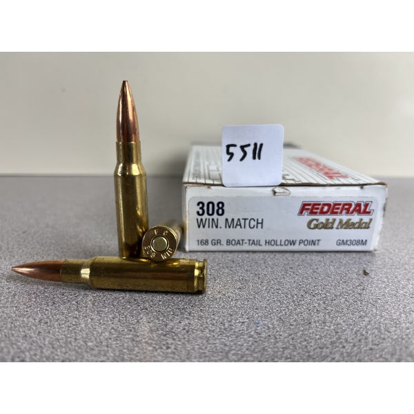 AMMO: 20X FEDERAL GOLD METAL MATCH .308 WIN 168 GR. BTHP