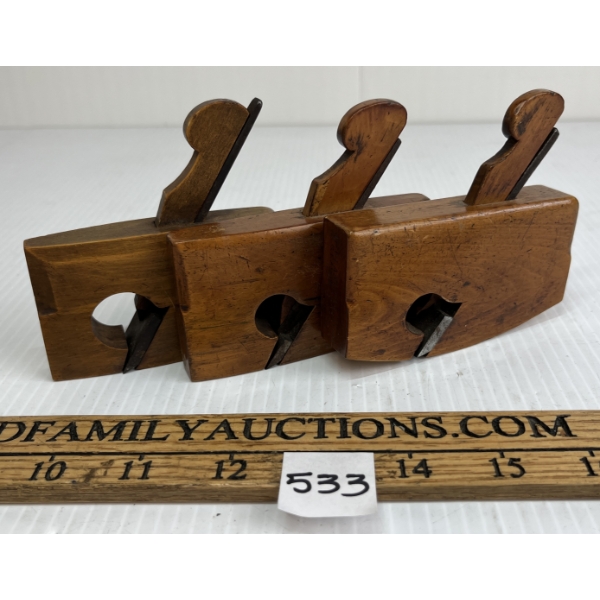 LOT OF 3 - ENGLISH VICTORIAN BEECH/STEEL MINIATURE PLANES