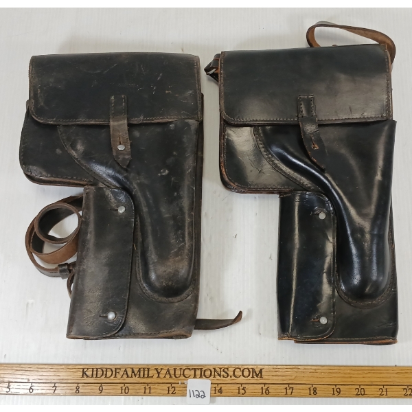 LOT OF 2 - LEATHER FLARE GUN HOLSTERS