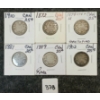 Image 1 : LOT OF 6 - 1872-1910 CDN 25 CENT COINS 