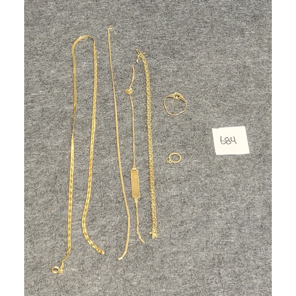 LOT OF 6 - MISC. JEWELRY GOLD PCS - INCL 10KT