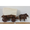 Image 2 : FOLK ART COVERED WAGON W/ DRAW HORSES
