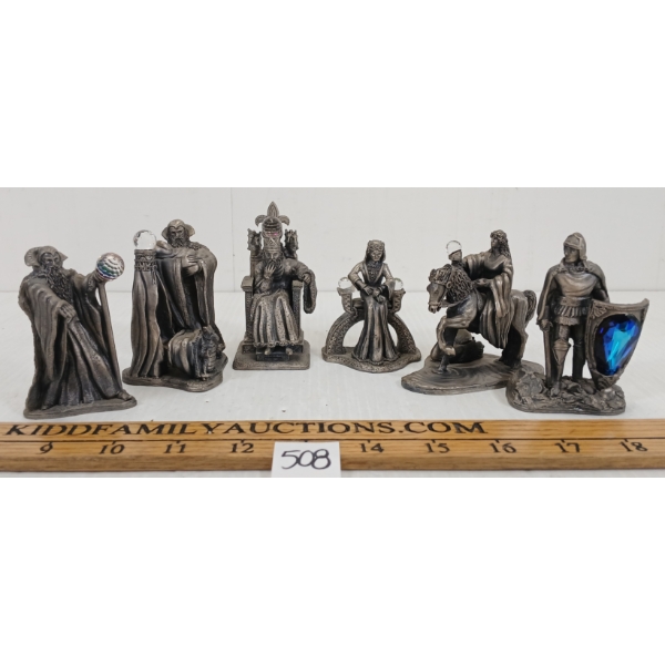 LOT OF 6 - TUDOR MINT FANTASY & LEGEND PEWTER FIGURINES - MORGAN LE FAY, QUEEN GUINEVERE, ETC