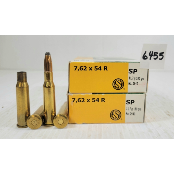 AMMO / BRASS: 39X SELLIER & BELLOT 7.62X54R - 180GR - SP LIVE - 1X BRASS