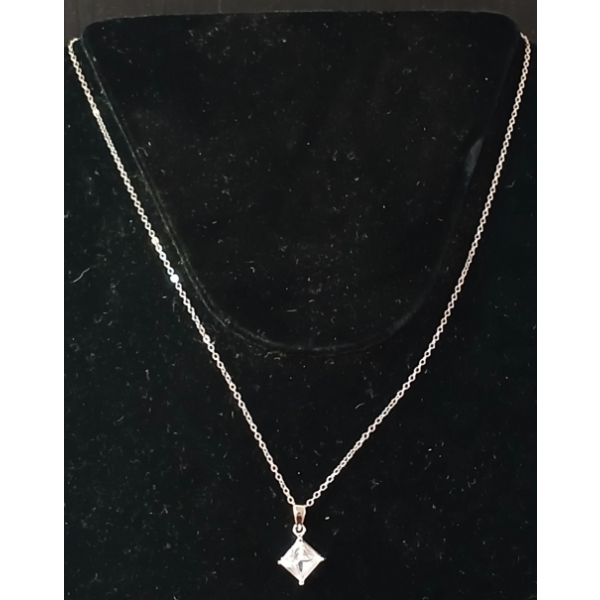 STERLING & CZ NECKLACE - PRINCESS CUT