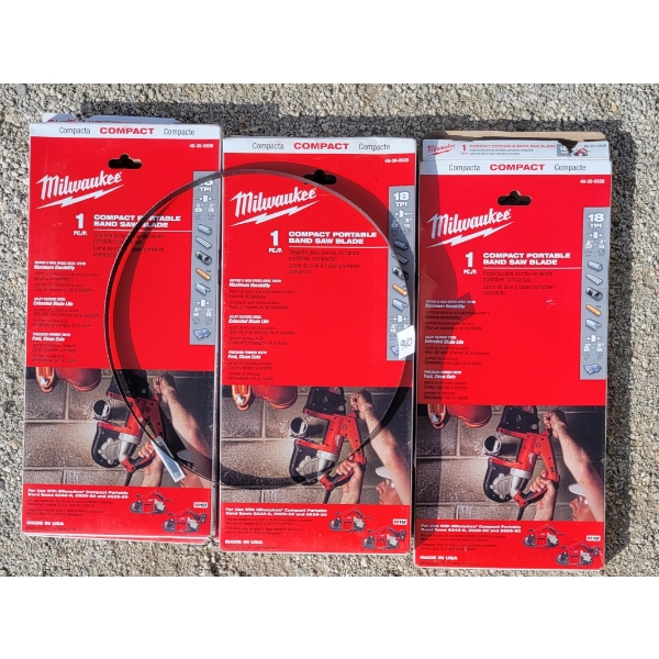 LOT OF 5 - MILWAUKEE 3PC COMPACT PORTABLE BAND SAW BLADES - 18TPI