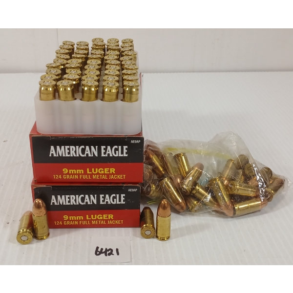 AMMO: 72X FEDERAL AMERICAN EAGLE 9MM LUGER - 124GR - FMJ