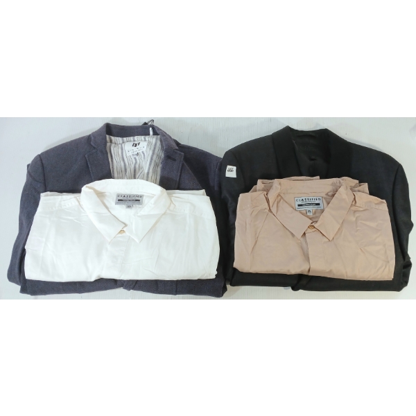LOT OF 4 - MEN'S CLASSIFIED BUTTON-UP SHIRTS & MINIMUM DRESS JACKETS