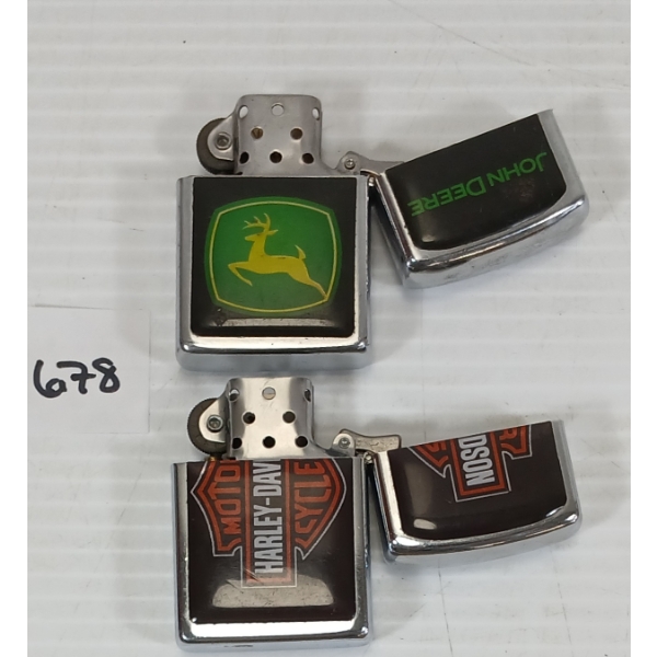 LOT OF 2 - JOHN DEERE & HARLEY-DAVIDSON LIGHTERS
