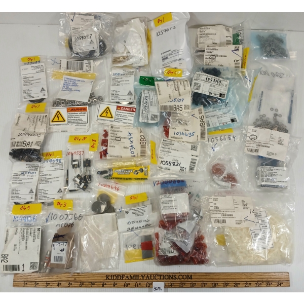 JOB LOT - HIGH VOLTAGE LABELS - TRI CLAMP GASKETS & QUICK CONNECT CONNECTORS, ETC.