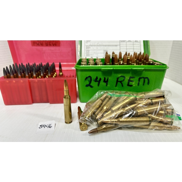 AMMO / BRASS: 82X .244 REM ( 6MM REM ) LIVE - 20X BRASS - RELOADS