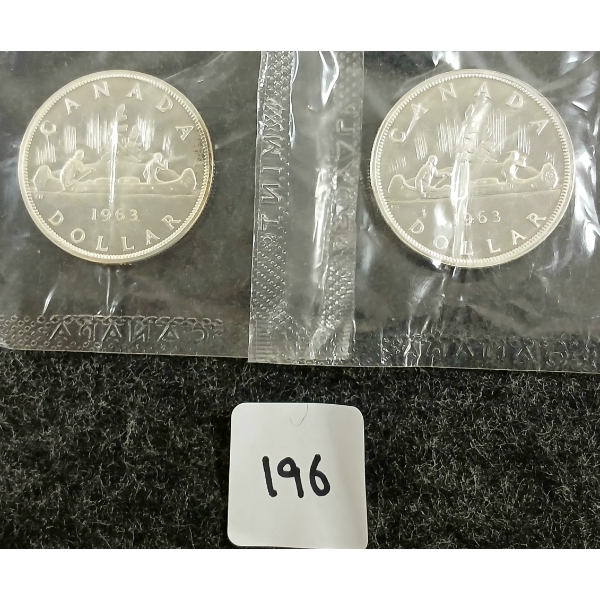 LOT OF 2 - 1963 CDN SILVER DOLLARS - VOYAGEUR