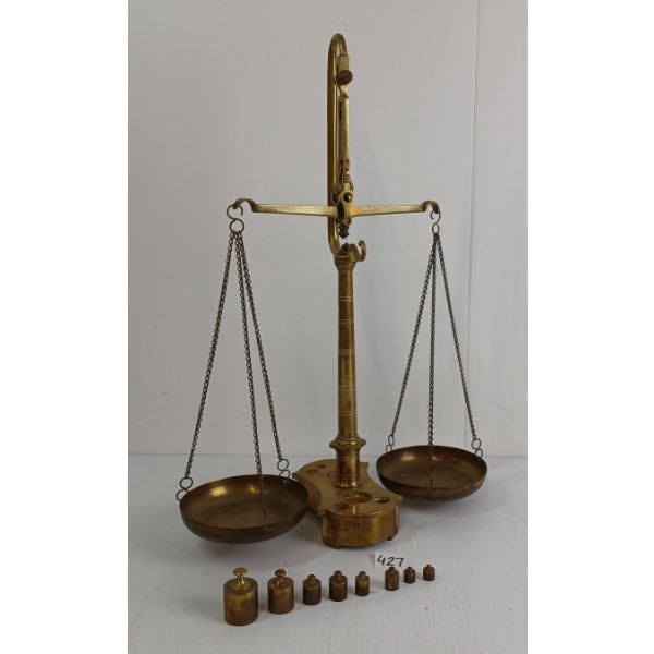 BRASS OFFICE LETTER SCALE W/ WEIGHTS