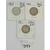 Image 1 : LOT OF 3 - 1909-1911 CDN 25 CENT SILVER COINS