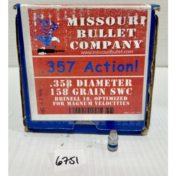 BULLETS: APPROX 150X MISSOURI .357 CAL 158 GR LSWC