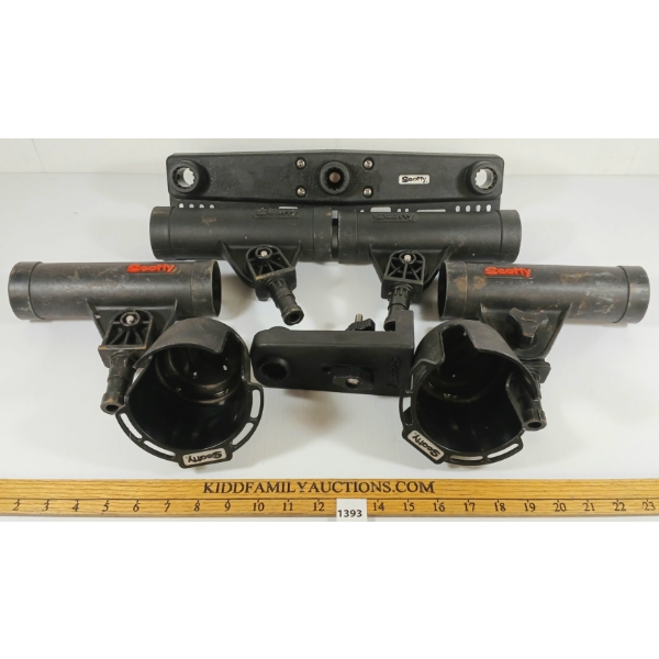 QTY OF FISHING GEAR - INCL SCOTTY ROD HOLDERS, ETC