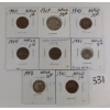 Image 1 : LOT OF 8 - 1917 - '43 NEWFOUNDLAND 1, 5, 10 & 25 CENT COINS