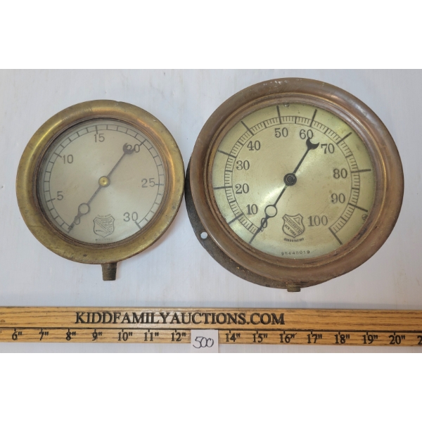 LOT OF 2 - ASHCROFT BRASS GAUGES