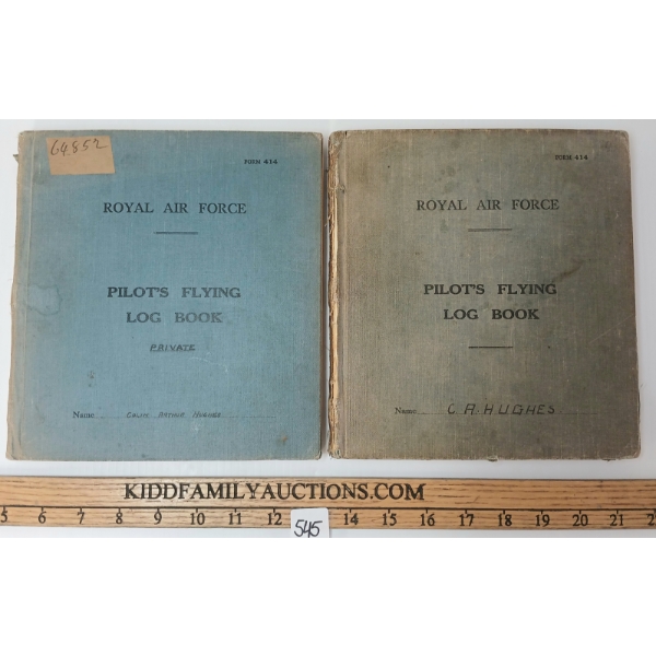 LOT OF 2 - WWII ROYAL AIR FORCE PILOT LOGBOOKS