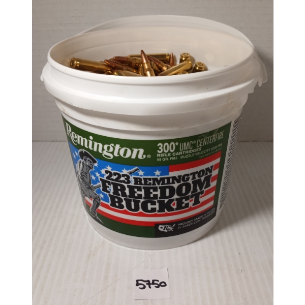 AMMO: APPROX 300X REMINGTON .223 REM - 55GR - FMJ - FREEDOM BUCKET 