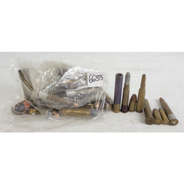 AMMO: APPROX 50X MIXED - INCL 12GA CANUCK, .577S, 9MM, ETC