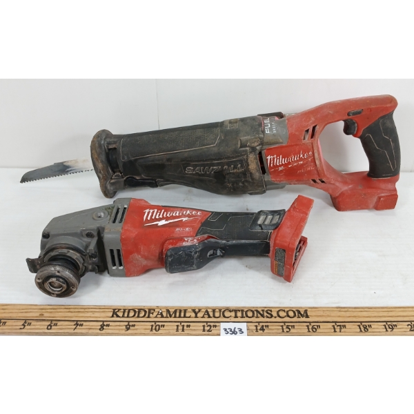 LOT OF 2 - MILWAUKEE SAWZALL & GRINDER