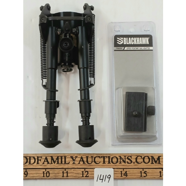 LOT OF 2 - RIORAND BIPOD & PICATINNY RAIL ADAPTER