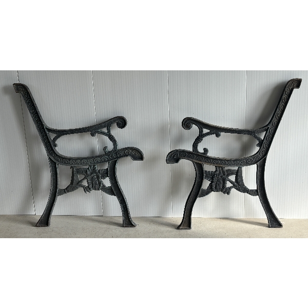 PAIR OF CAST IRON BENCH ENDS