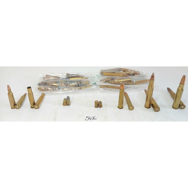 AMMO / BRASS: 61X MIXED - .22-250, .30-30, .32WRA, .32S&W BLANKS, .300, .375WIN & .35NEWTON