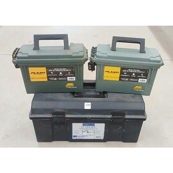 LOT OF 3 - AMMO CRATES & TOOLBOX