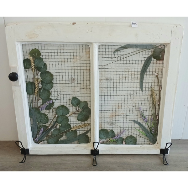 VINTAGE FARMHOUSE WINDOW COAT HOOK WALL HANGING