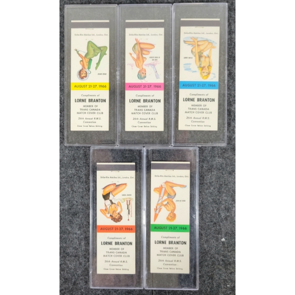 LOT OF 5 - PIN-UP ADVERTISING MATCHBOOK PACKAGES - STRIKE-RITE MATCHES LTD, ETC
