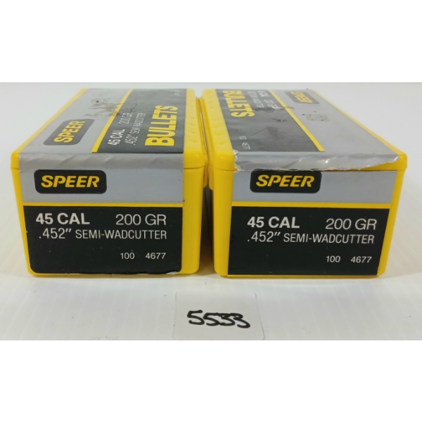 BULLETS: 200X SPEER .45 - 200GR - SEMI-WADCUTTER
