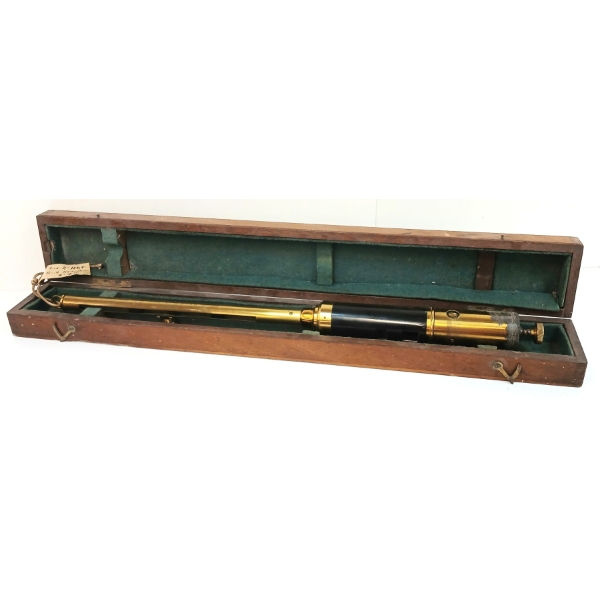 L. CASELLA NO. 49 BRASS BAROMETER W/ CASE - CIRCA 1870-1915