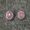 Image 1 : PAIR OF NATURAL STAR RUBY, BLUE SAPPHIRE & STERLING SILVER EARRINGS