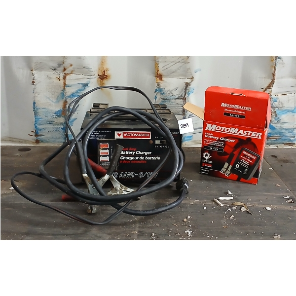 LOT OF 2 - MOTOMASTER 6/12V BATTERY CHARGER, TRICKLE CHARGER