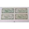 Image 2 : LOT OF 4 - 1954 CDN $1 BANKNOTES - UNCIRCULATED